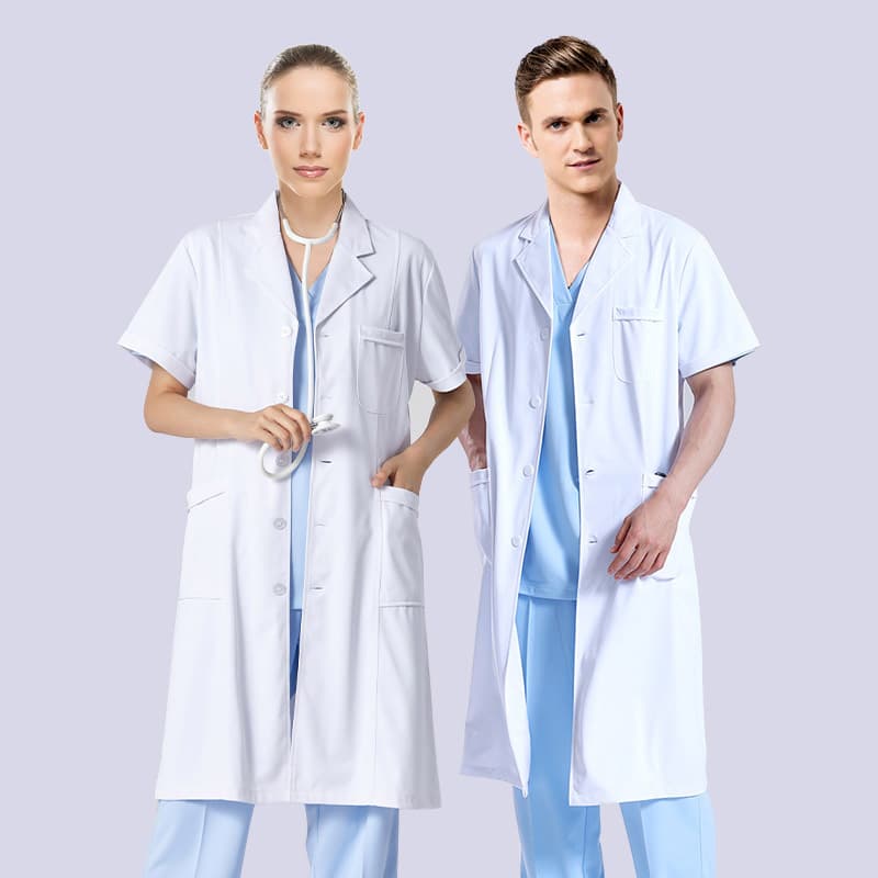 White Lab Coat Medical Uniform Doctor Uniform Short Sleeve College Student Lab Coat Pharmacy Dental Clinic Beauty Acid-Alkali Resistant Professional