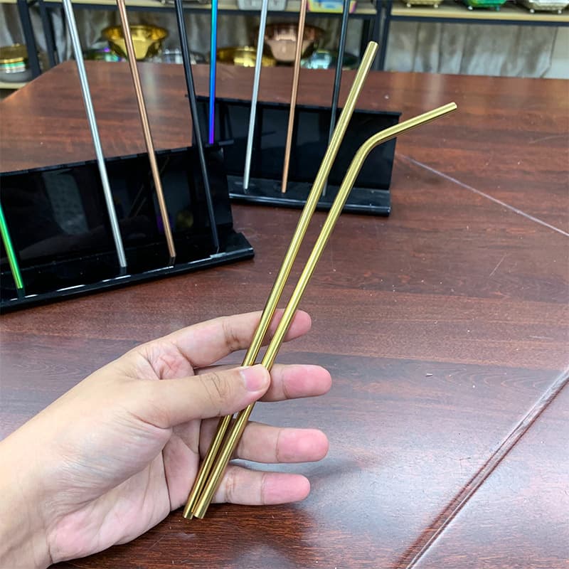 Cross-border hot selling 304 stainless steel straws large color milk tea straight straws juice drink straws with printable LOGO