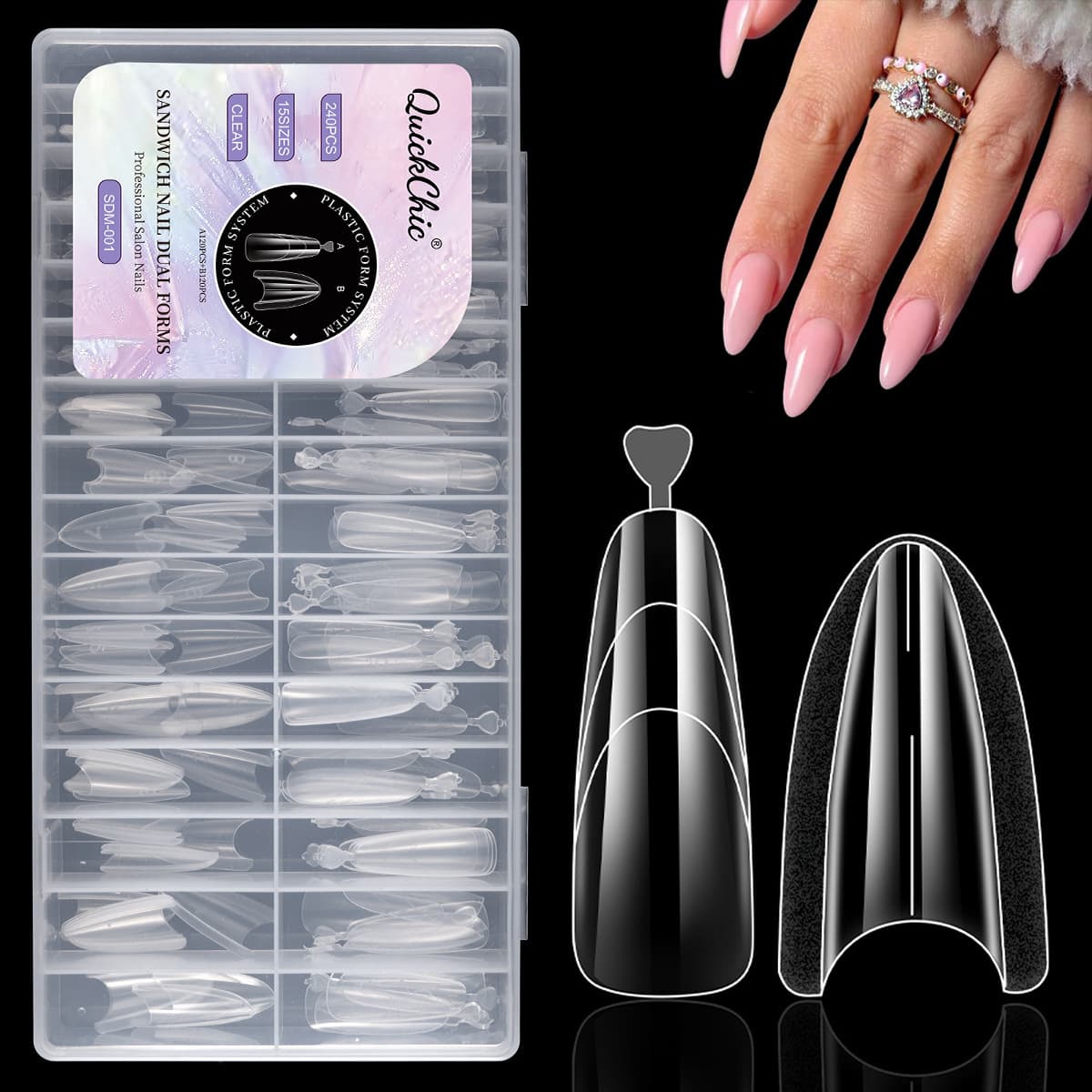 New Nail Art Sandwich Mold Paperless Crystal Gel Extension Tool Quick Extension Clip Mold