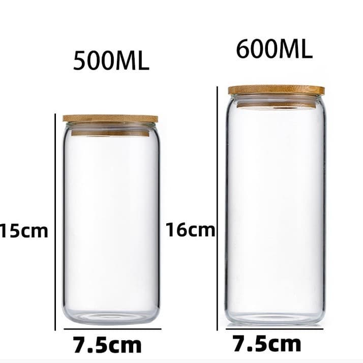 High Borosilicate Glass Coca-Cola Cup with Bamboo Lid And Straw Single Layer Juice Cup Modern Minimalist Straw Cup