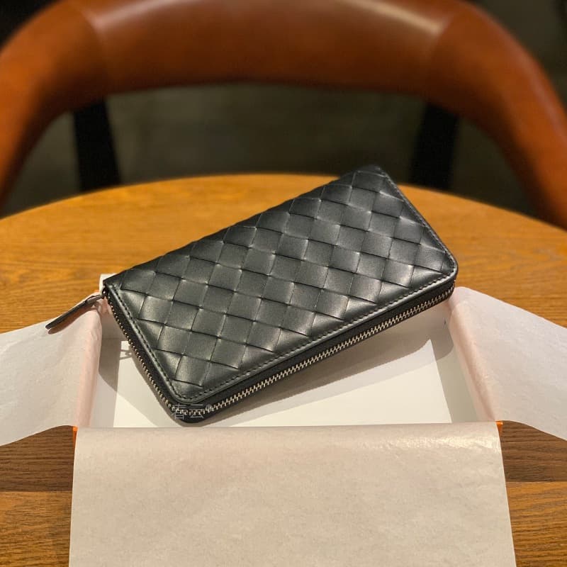 Genuine Leather Wallet, Long Zipper Clutch, High-End Business Wallet, Men's Handbag, Calfskin Hand-Woven Wallet