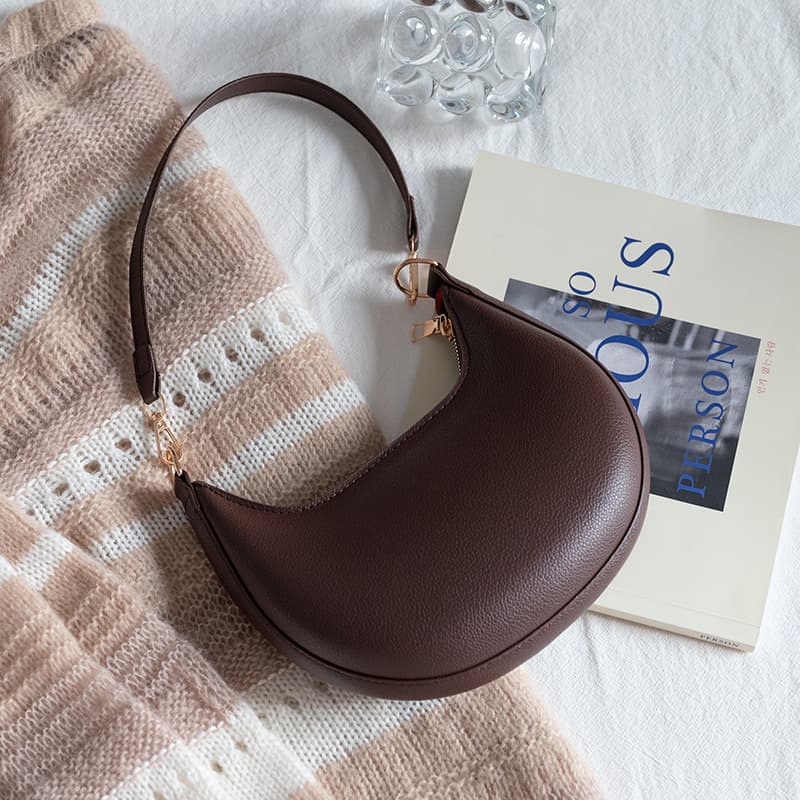 French-style underarm bag for women, 2025 spring new arrival, single shoulder bag, minimalist crescent bag, niche commuter bag