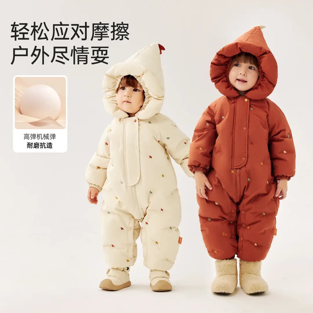Baby down jumpsuit winter new style boys girls infants thickened warm crawl suit Chinese New Year outfit