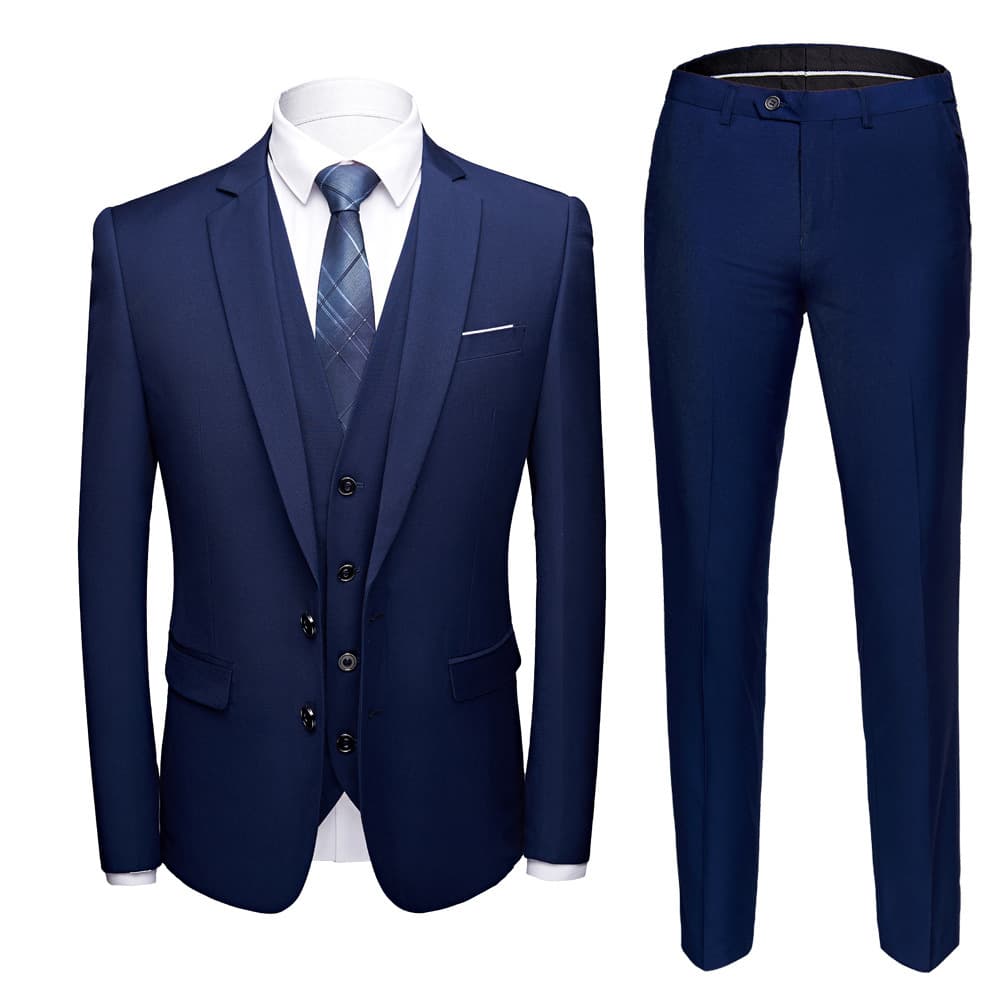 Upgraded Men's Three-Piece Slim-Fit Suit Set, Business Formal Wear, Best Man Groom Wedding Attire