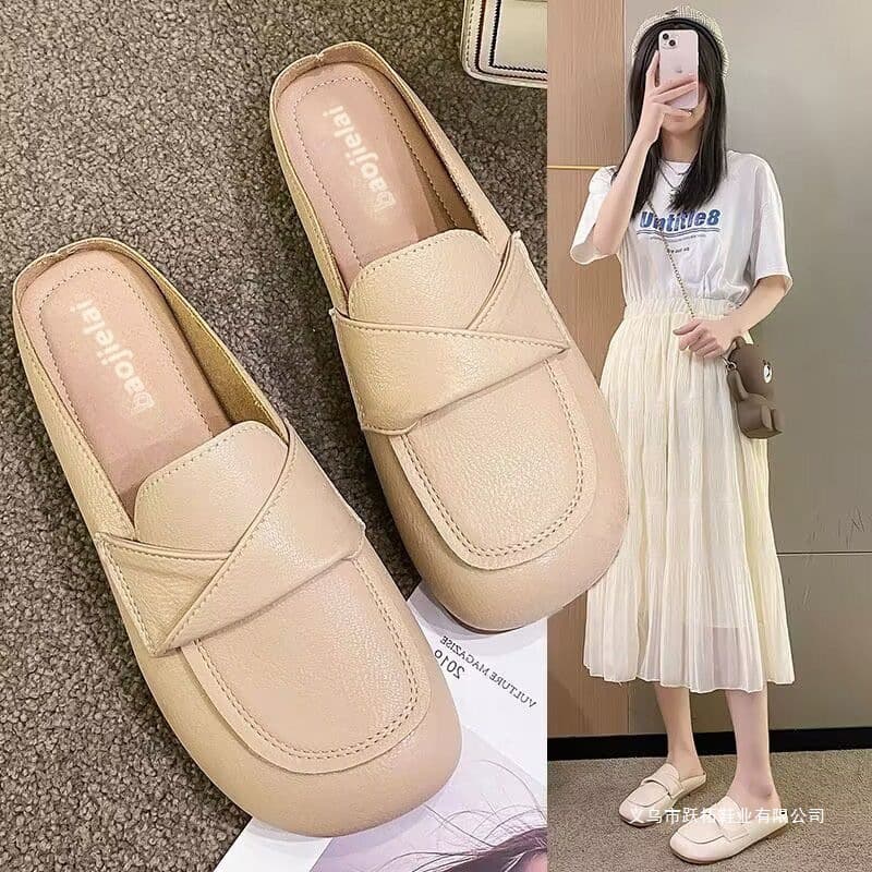 Baotou Half-Slippers for Women 2025 Spring New Style Outdoor Casual Slippers Fashion Square Toe Soft Sole Women's Slippers