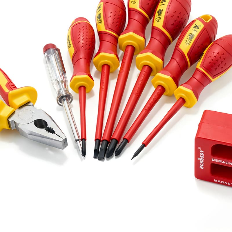 9-Piece Insulated Screwdriver Set with Phillips and Flathead Screwdrivers, VDE Insulated Long-Nose Pliers for Home Repair and Electrical Work