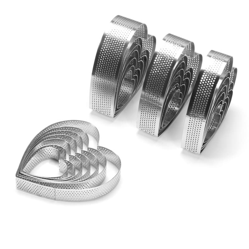 430 stainless steel punched heart-shaped tower ring, French fruit tart mold, love mousse cake mold baking tools