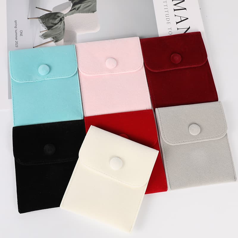 Snap-button pouch with double-sided velvet, bracelet snap-lid bag, logo-printed accessory packaging