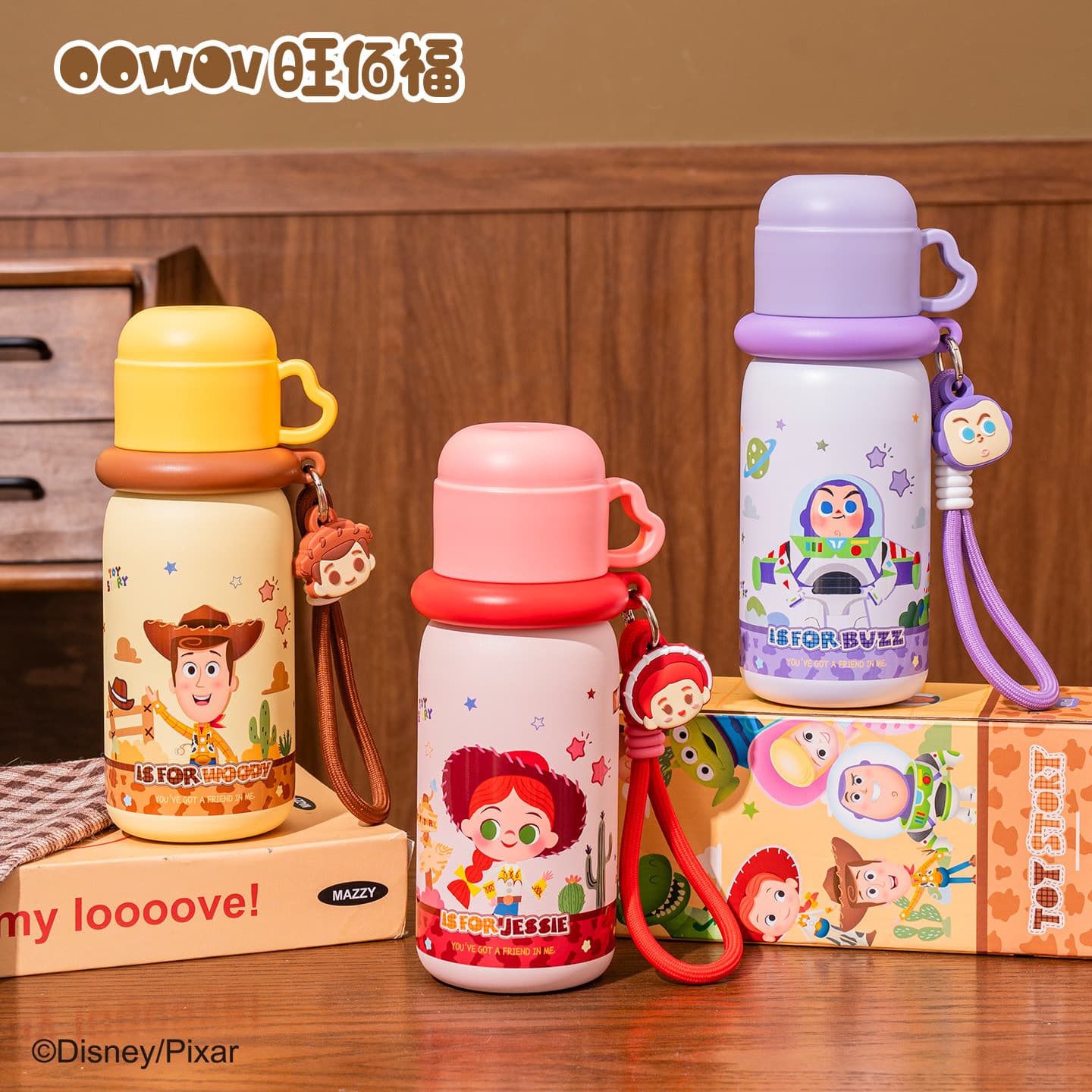 Toy Story Insulated Water Bottle for Women, High Appearance, Drinking Cup, Straw Cup, Pop Lid with Lanyard, Stainless Steel Water Bottle