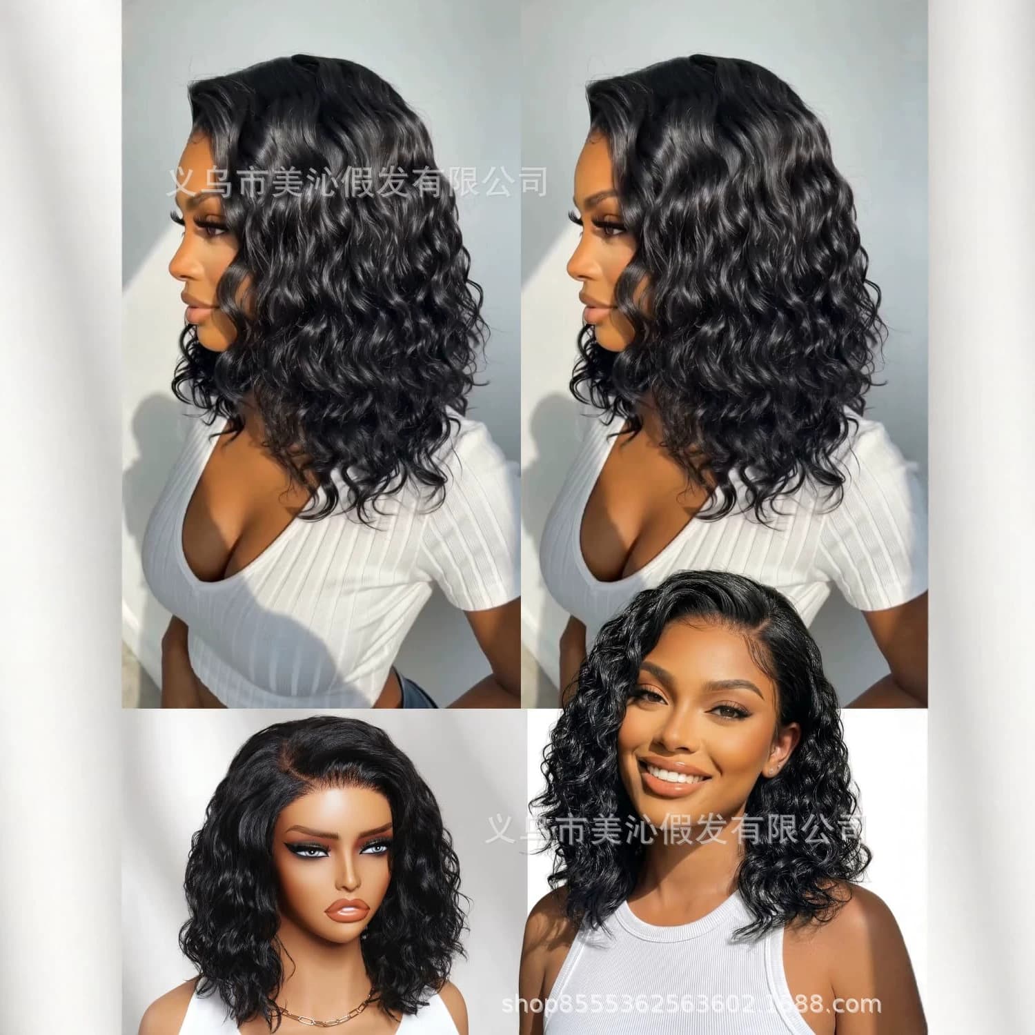 Cross-border front lace wig Amazon AliExpress new African black small curly long curly wig for women full headgear