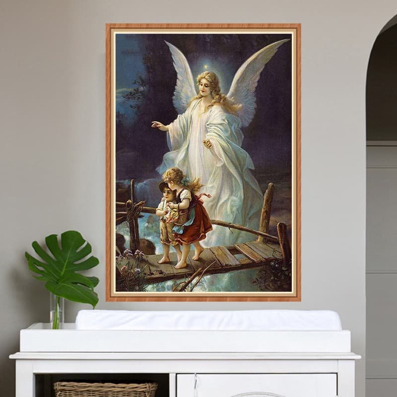 DIY New Diamond Painting Modern Simple European Guardian Angel Full Round Diamond Cross Stitch Decorative Painting for Living Room