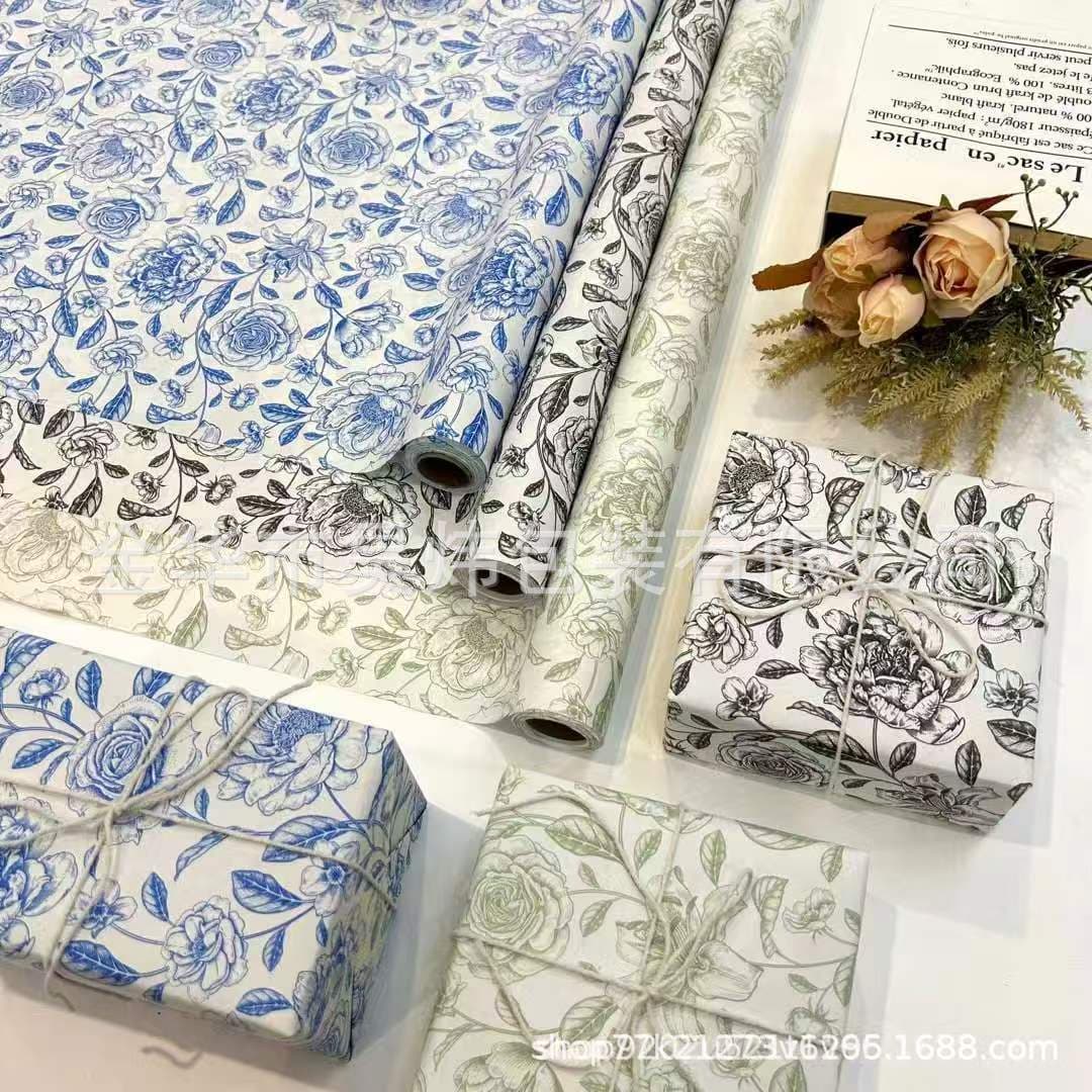 Factory direct sales of premium-quality white kraft paper gift wrapping paper, creative holiday gift wrapping paper.