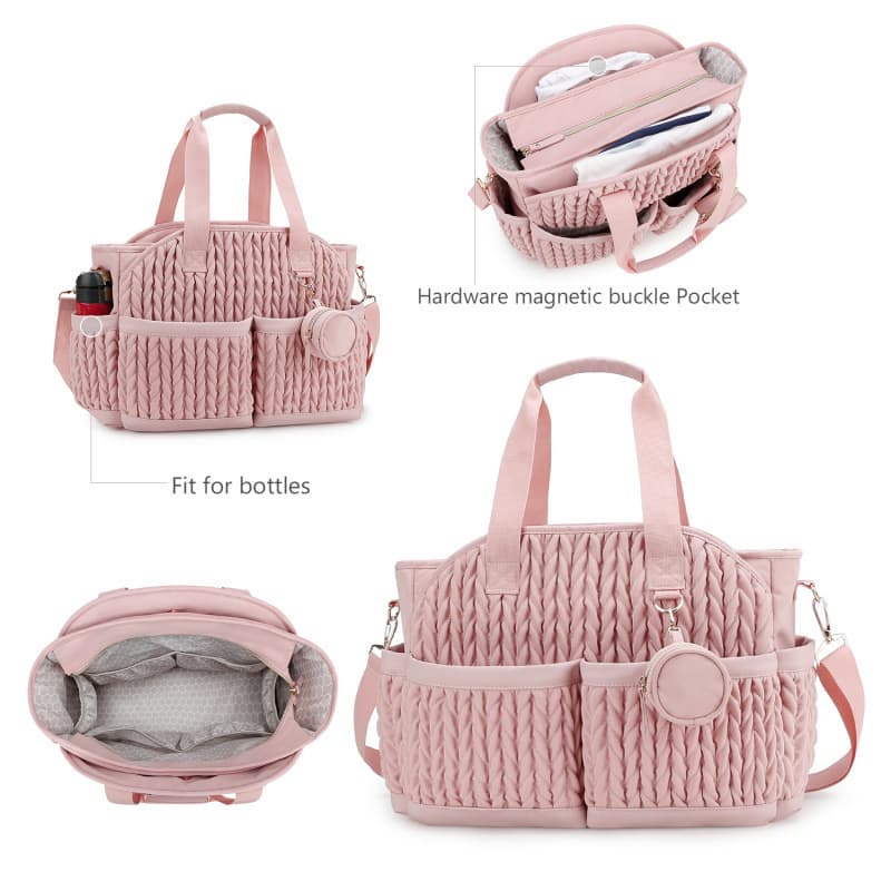 New Quilted Mommy Bag Shoulder Handbag Storage Bag Waterproof Fabric Insulated Baby Travel Diaper Amazon