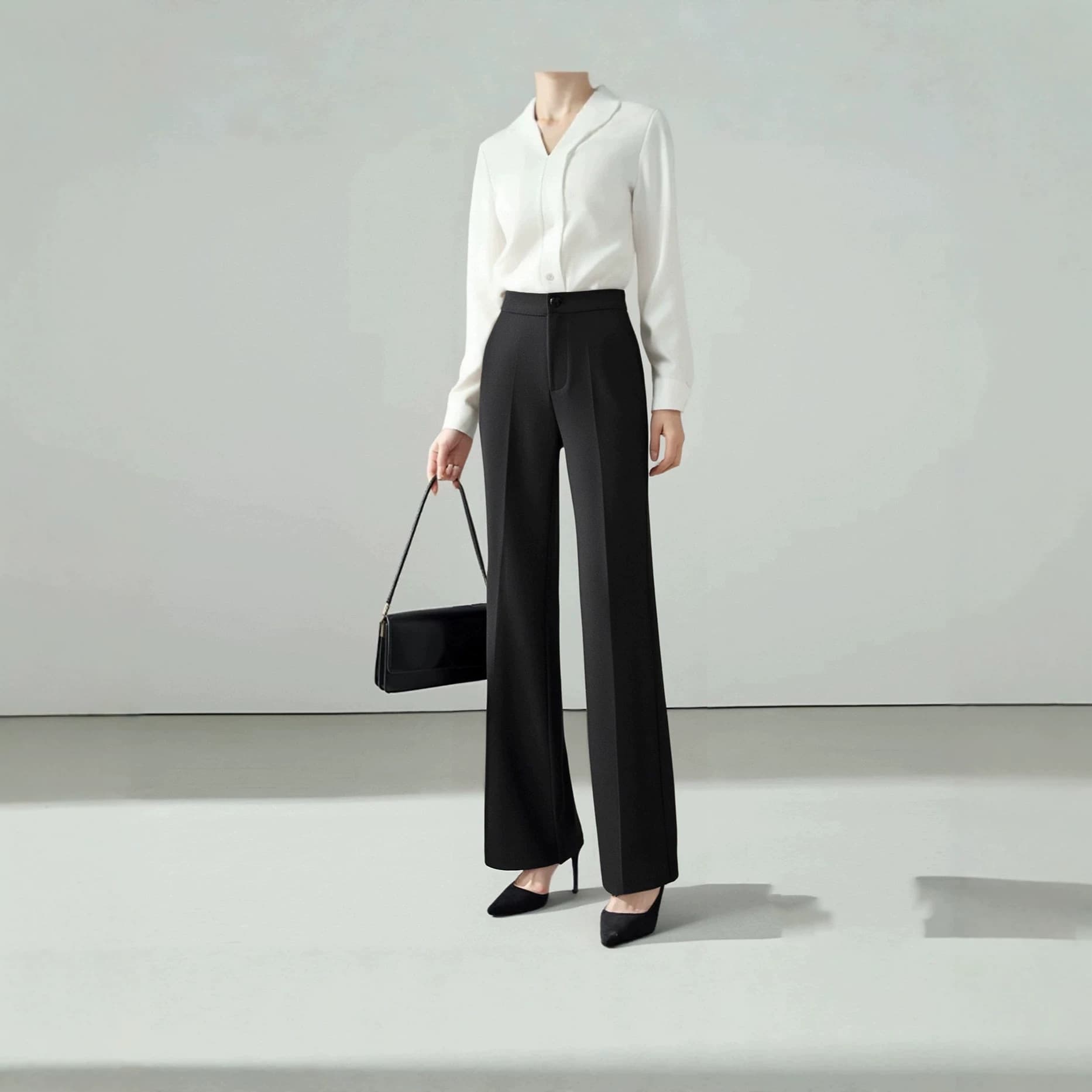 Black wide-leg pants for women in summer, anti-wrinkle, iron-free, small, high-end suit pants, interview, commuting, slightly flared pants