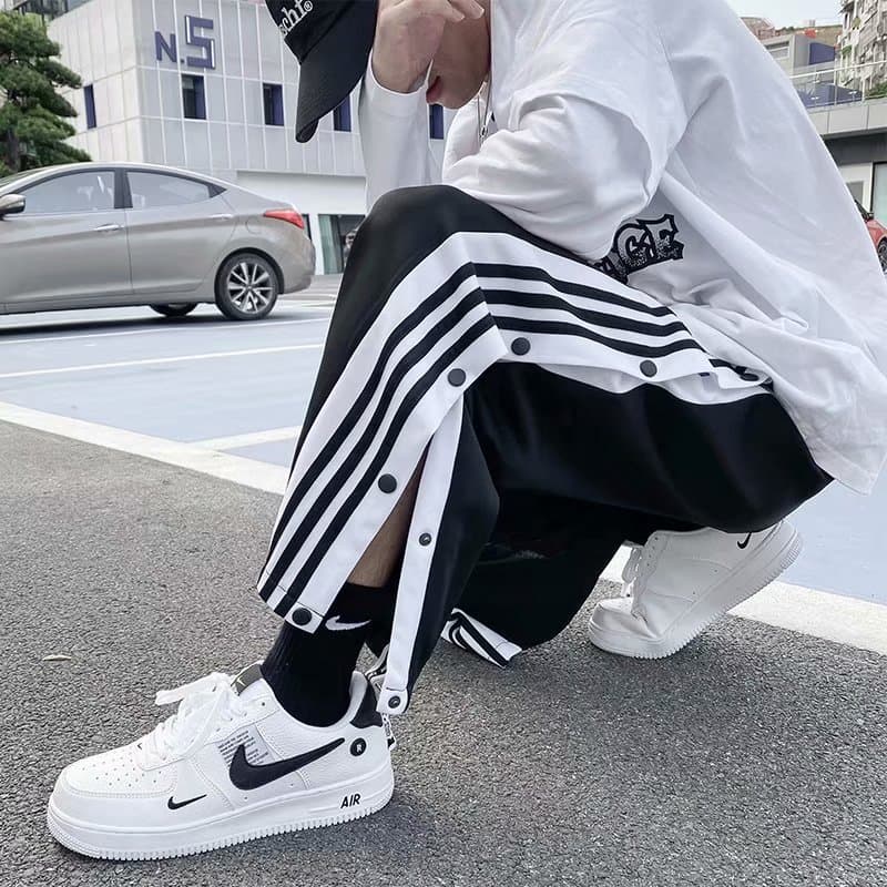American Full-Open Button Basketball Pants for Men, Straight Loose Training Summer Thin Casual Pants, Trendy