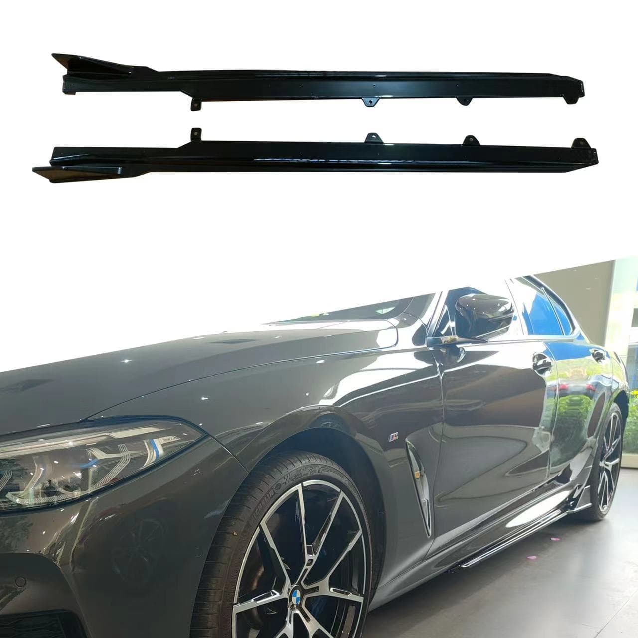 Side Skirt for 2021-2025 BMW 4-Door 8 Series G16 Black Knight Style