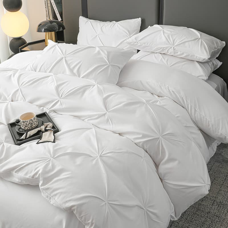 Solid Color Twisted Pattern 3-Piece Set for Homestay, Single/Double Bedding 4-Piece Set, Brushed Fabric, Handcrafted Quilt Cover, Japanese Style, Bare-Skin Sleeping