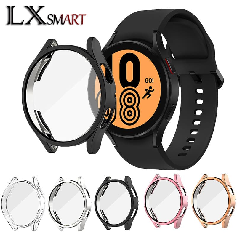 Compatible with Samsung Galaxy Watch7/6/5 PC Electroplated Tempered Glass Film Integrated Watch Case 40/44