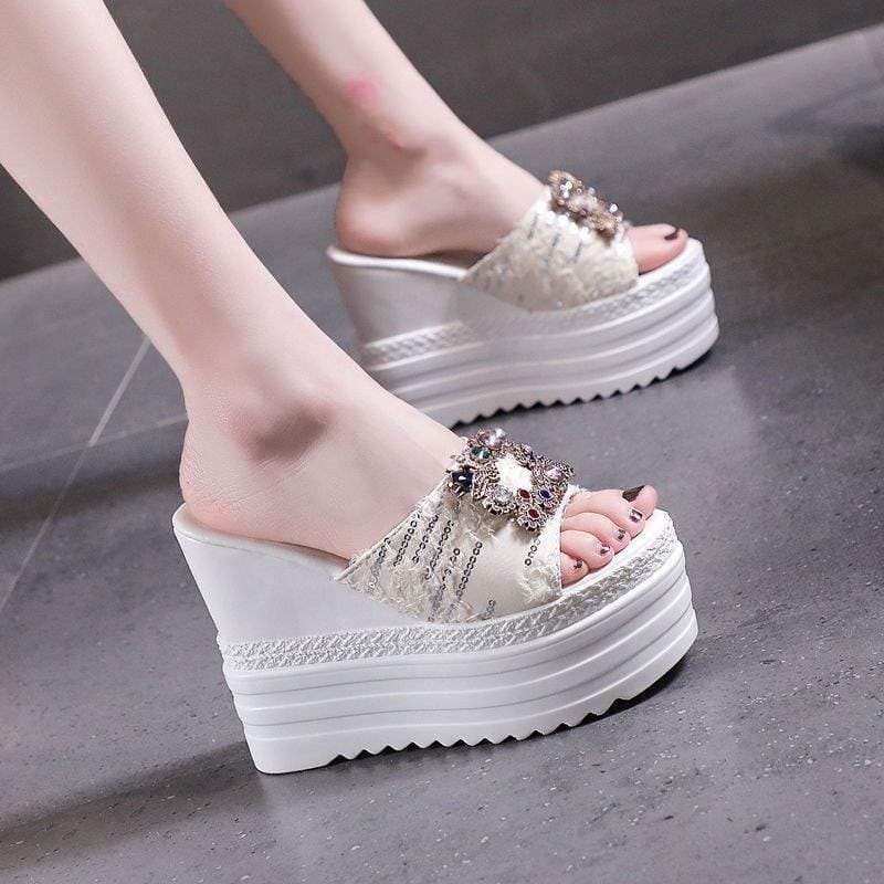 Thick Sole Platform Wedge Hidden Height Slippers for Women Summer Versatile Outdoor Fashion Peep-Toe Sandals