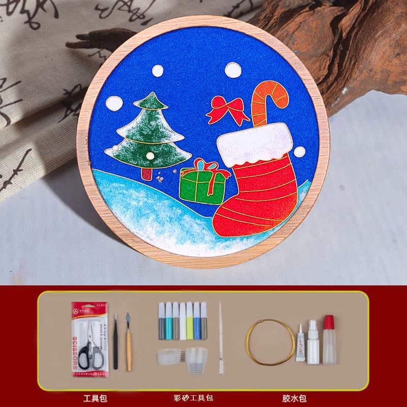 Christmas-themed Cloisonné enamel art DIY material kit for coasters, intangible cultural heritage beginners, team-building, and community salon activities.