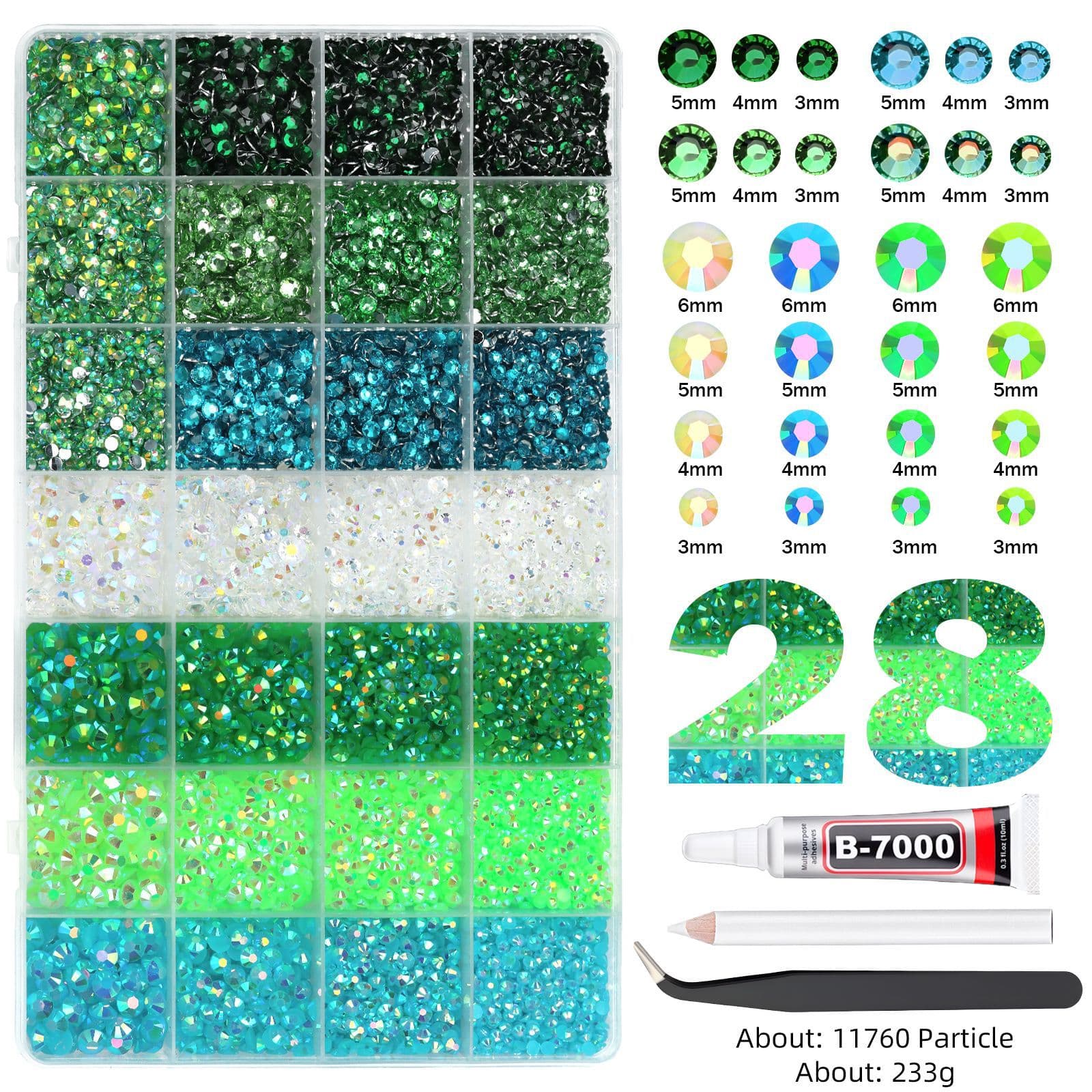Cross-Border Hot Selling 24-Grid 28-Grid Boxed Nail Art Decorations Pearl Resin Flatback Rhinestones DIY Nail Art Kit