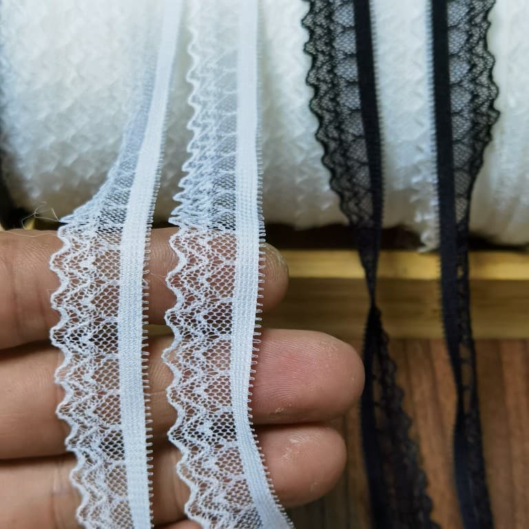 Width 1.5cm Elastic Lace Trim DIY Fabric Clothing Skirt Hem Narrow Black White Decoration