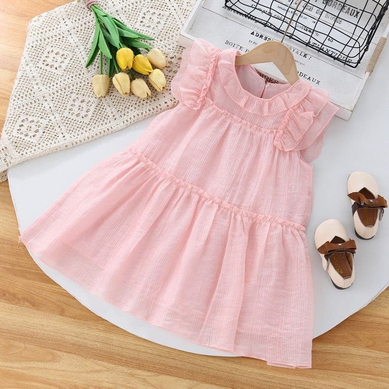 Girls Dress Children's Summer Dress 2026 New Style Toddler Kids Ruffle Sweet Letter Umbrella Dress Baby