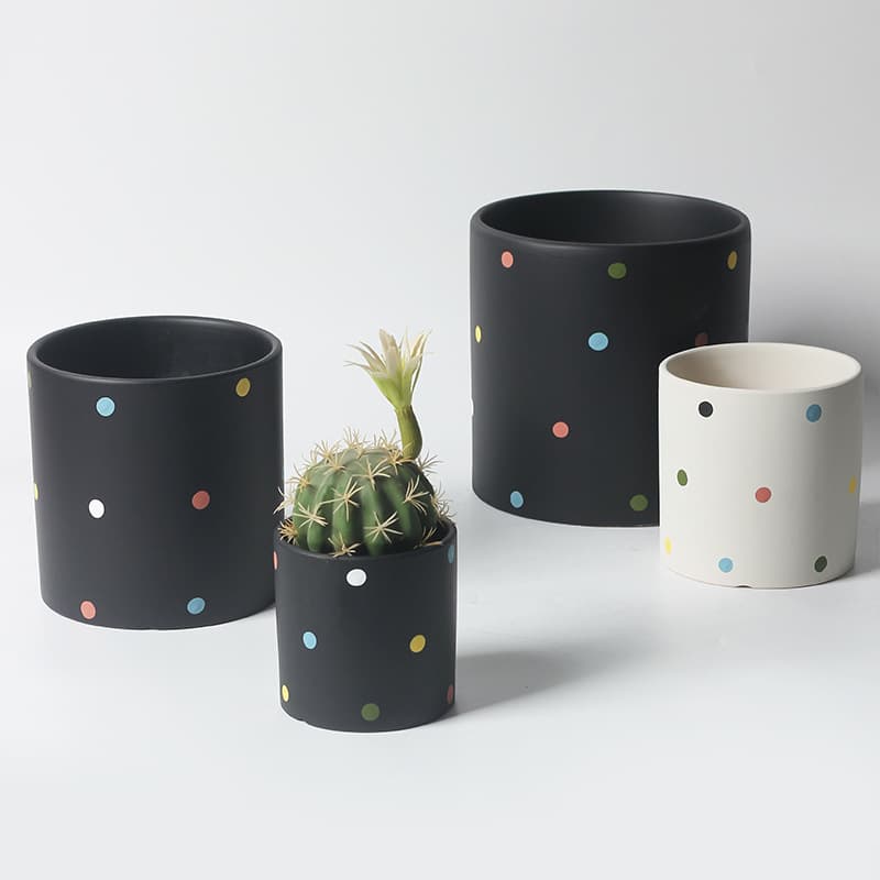 New Nordic Ins Cream Style Cute Colorful Polka Dot Cactus Pot, Orchid Indoor Straight Cylinder Planter, Terracotta Pot