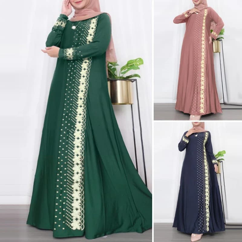 Women's European and American Floral Print Maxi Dress Autumn Long Sleeve Long Shirt Dress Camisole Dress