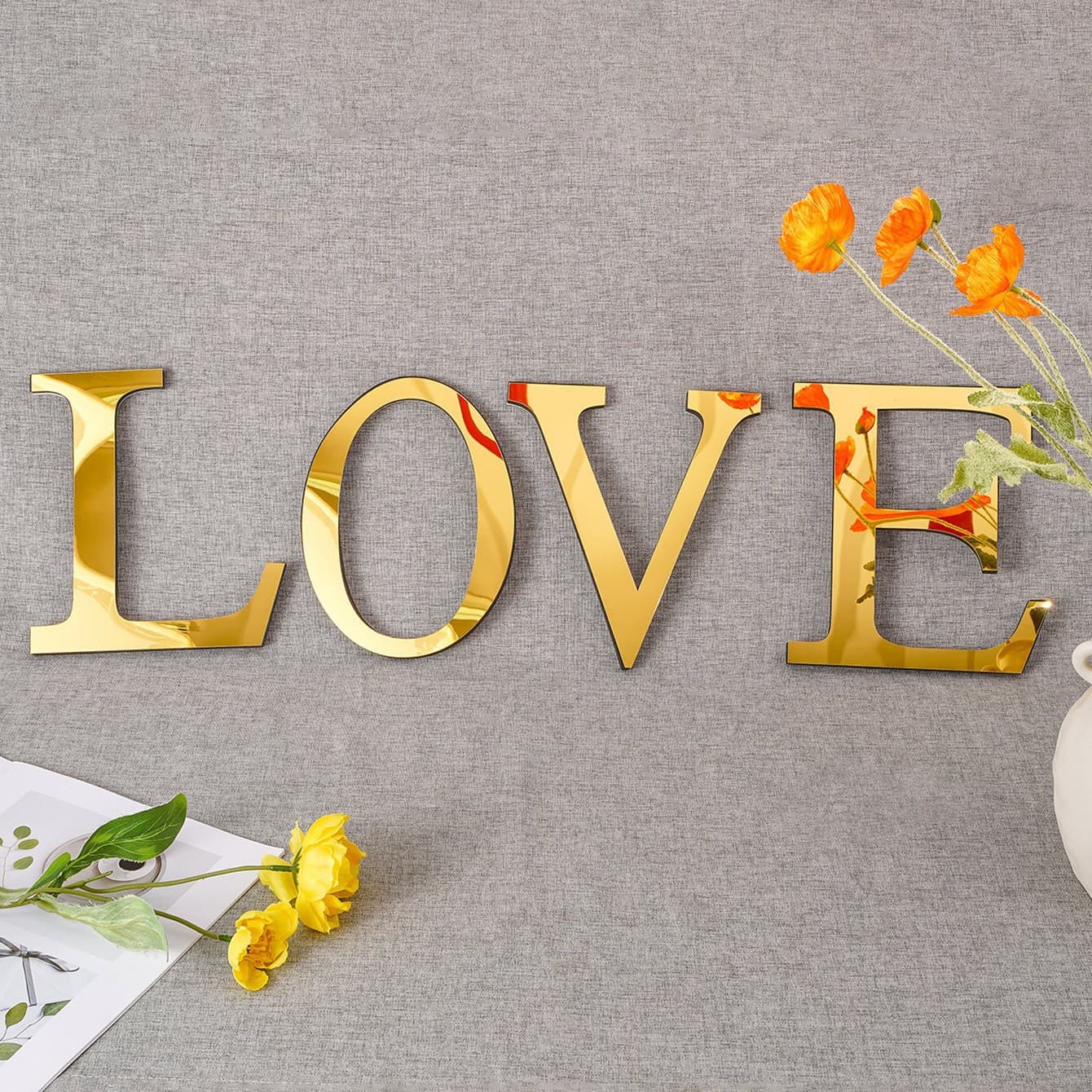 Acrylic Mirror Letter 30cm Letter DIY Home Decor EVA English Letter Decorative Creative Mirror Wall Sticker