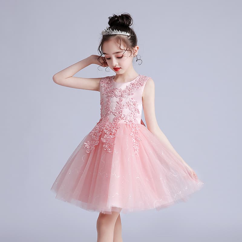 Girls' Luxury Designer Dress, High-End Tulle Princess Gown, Flower Girl Wedding Dress, Children's Performance Costume for Children's Day
