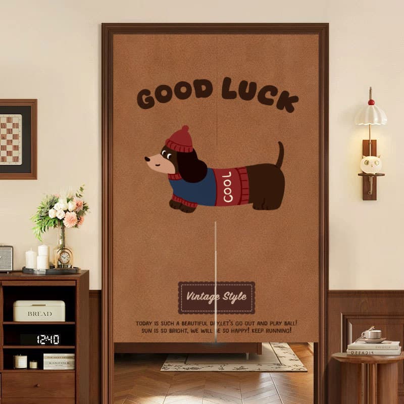Vintage Dog Door Curtain Partition Dust Cover for Kitchen Bathroom Bedroom Home Decorative Half Curtain