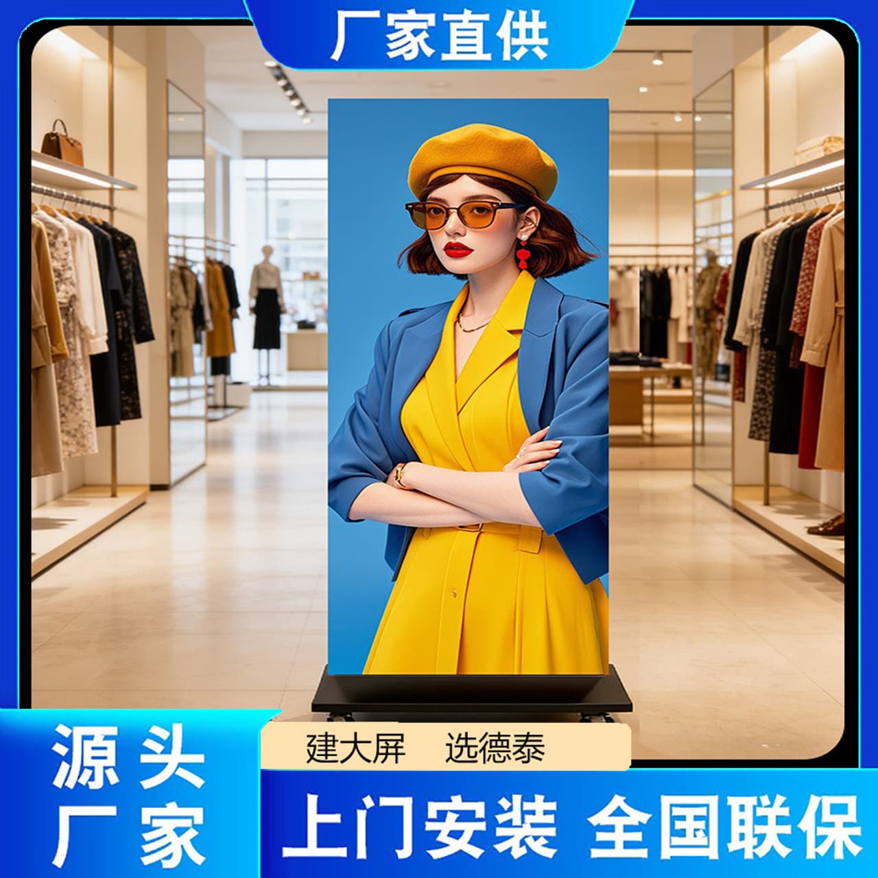 LED Poster Screen Mall Store Vertical Electronic Screen Movable Foldable Display Indoor High Definition