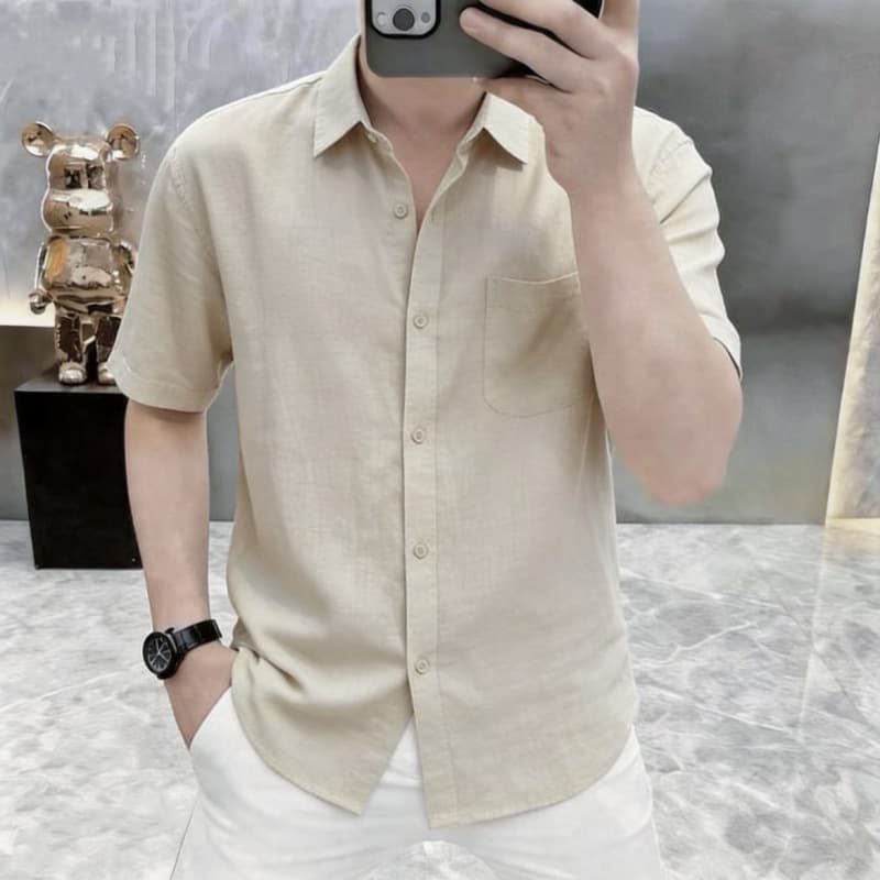 2026 High-End Summer Men's Old Money Style Casual Short-Sleeve Shirt Trendy Casual Half-Sleeve Shirt Men's Versatile Fashion