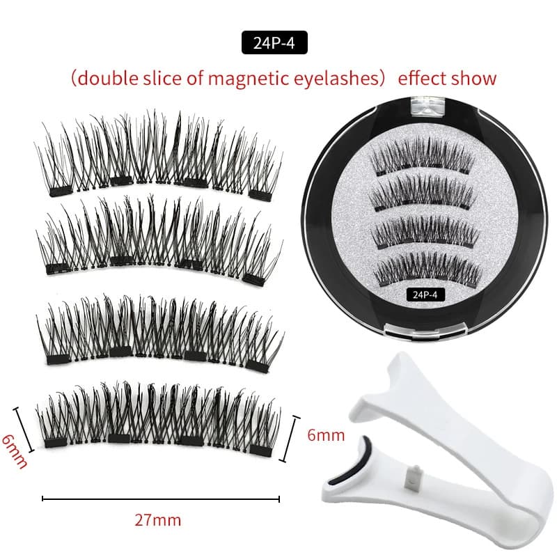 Hot Selling Magnetic False Eyelashes Glue-Free 4-Magnet Eyelashes with Clip Set Reusable for Cross-Border Wholesale to Europe and America