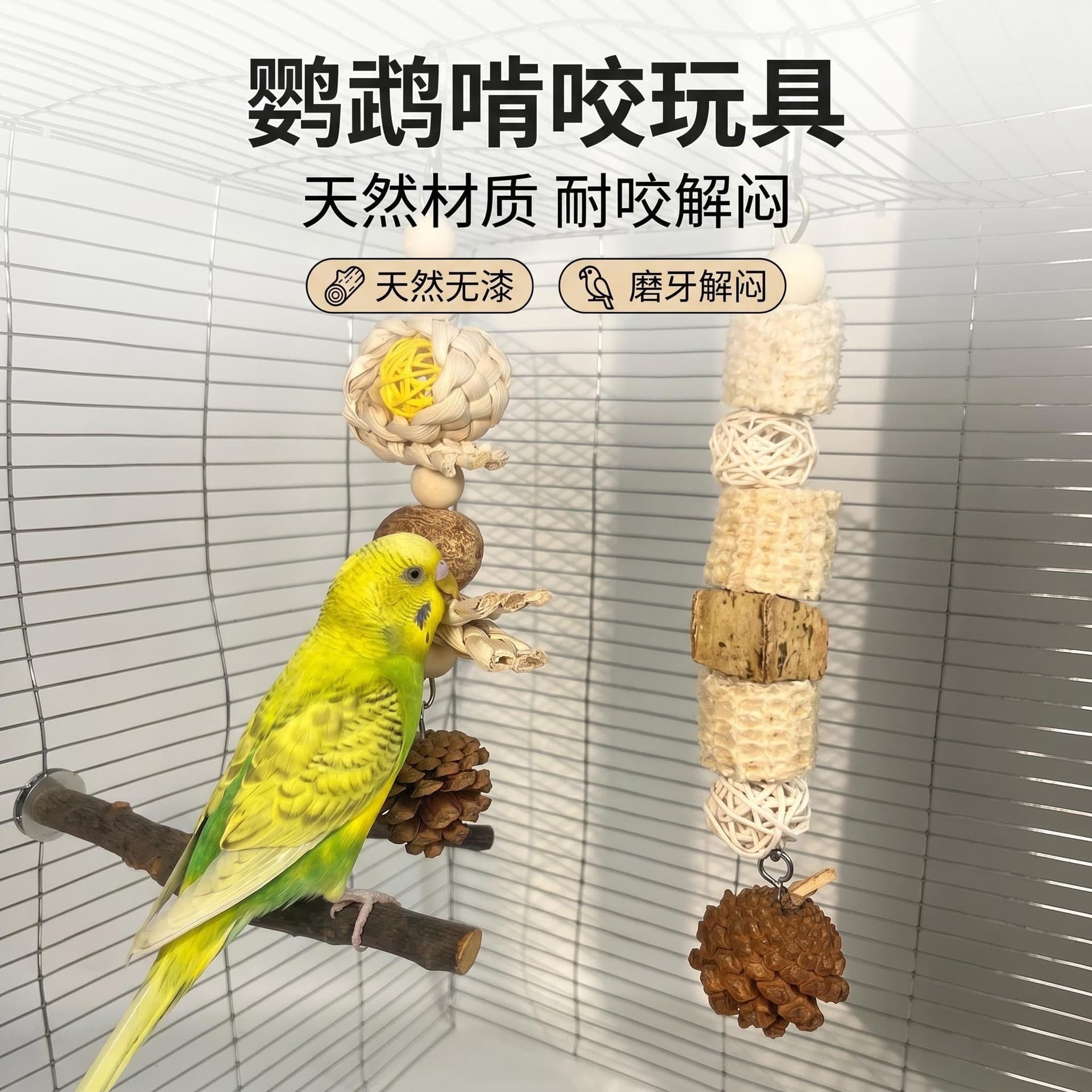 Cockatiel Beak Grinding Stone - Calcium and Mineral Supplement Chew Snack - Bird Cage Accessory and Toy
