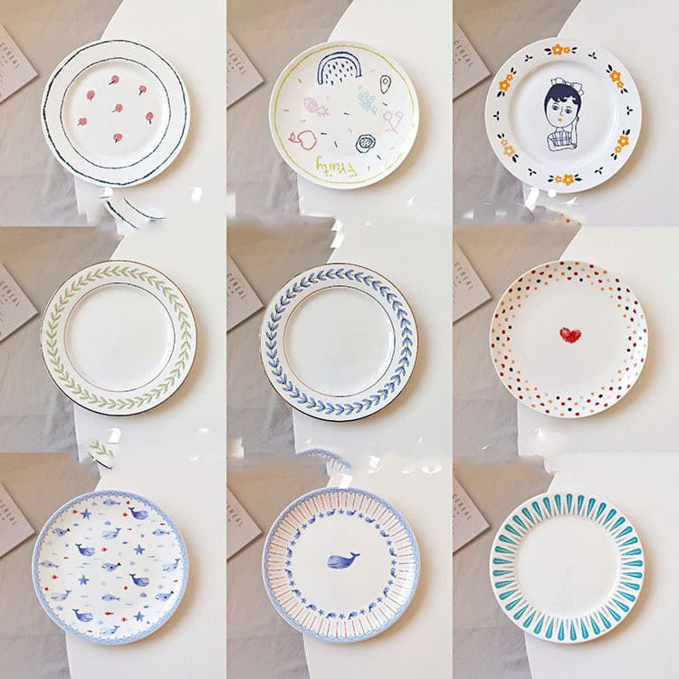 8-inch plate, underglaze color tableware, home plate, pastry plate, snack plate, dessert plate, fruit plate, salad plate