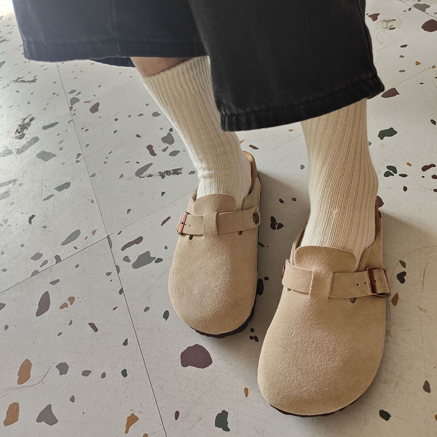 2025 New Thick Sole Birkenstock Half Slip-on Closed-toe Slippers, Unisex Birkens Spring Summer Mules
