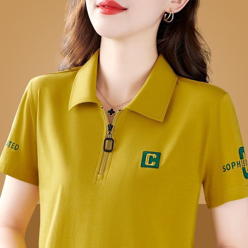 Cross-border collared short-sleeved T-shirt, new summer style, loose fit, plus size, hides tummy, slimming polo shirt