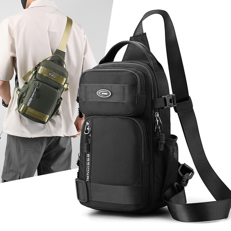Men's chest bag, large-capacity waist bag, personalized and trendy travel bag, cycling hiking bag, work commuting, fashionable shoulder bag
