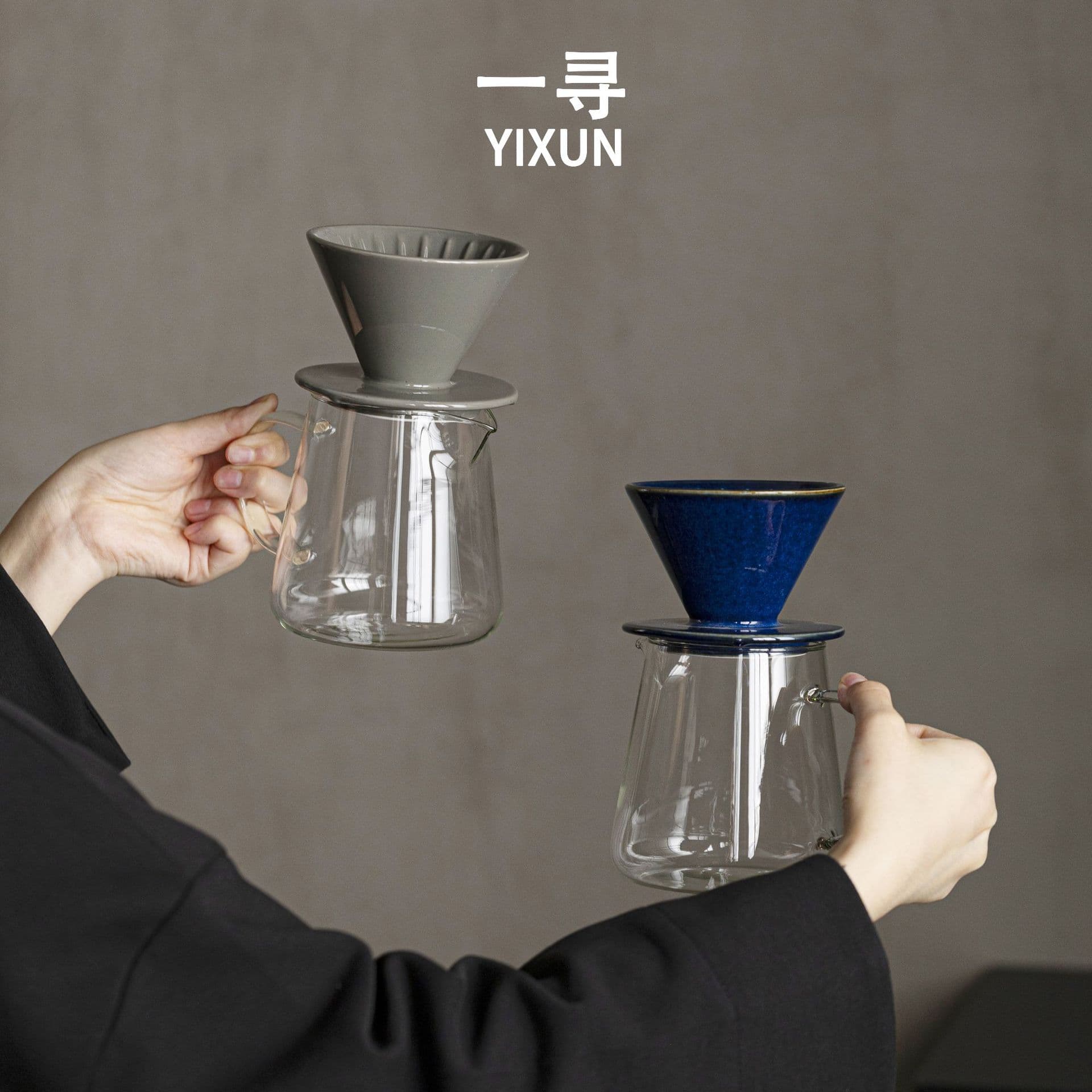 Yixun Kiln Change Hand Pour Ceramic Coffee Cup Dripper V-shaped Single Hole Filter Hand Pour Coffee Cup Pour Over Funnel Cup