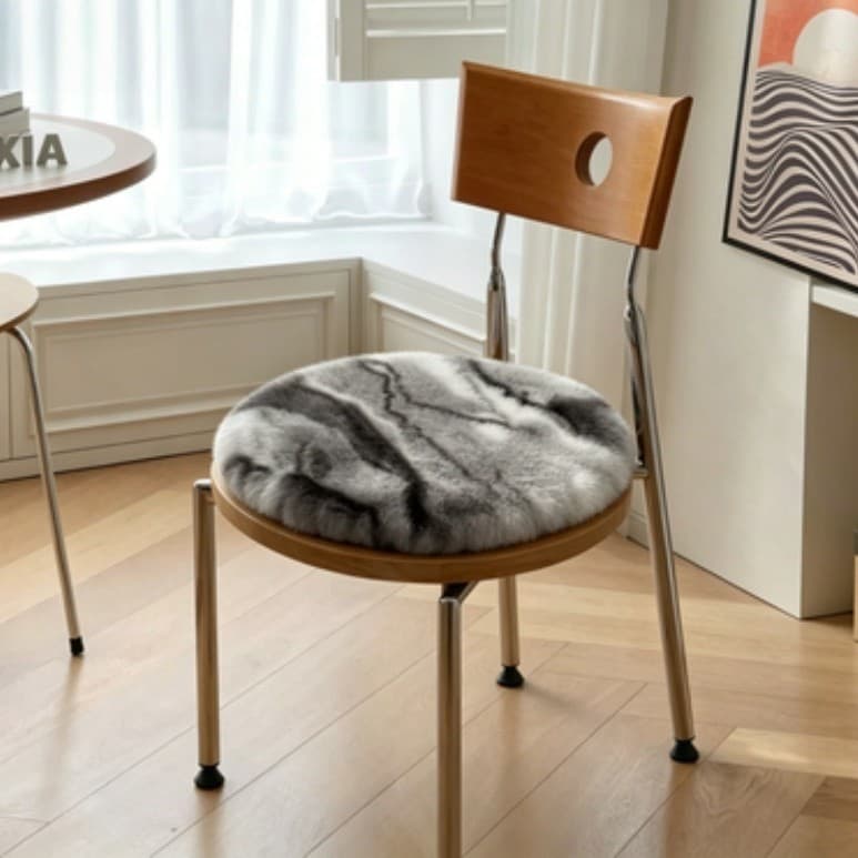 Rabbit Plush Round Chair Cushion Office Sofa Cushion Autumn and Winter Leisure Dining Chair Stool Seat Cushion Computer Chair Butt Cushion