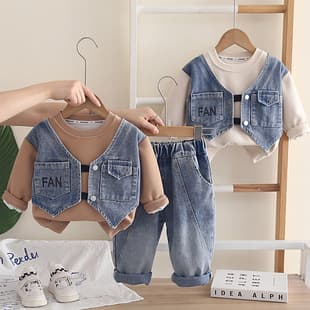Boys' 2026 Autumn Outfit Set: Spring/Autumn Clothes for Baby Toddlers, Casual Long-Sleeve Two-Piece Set, Trendy Kids' Wear