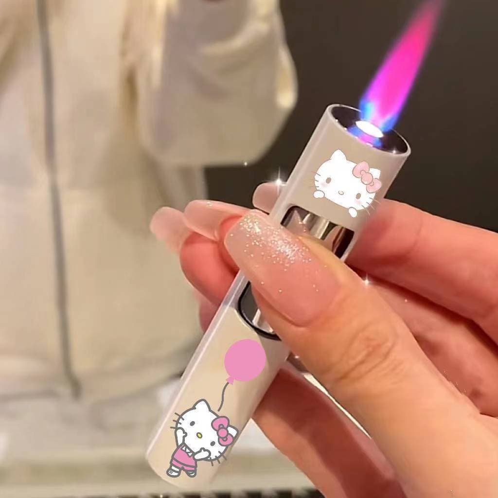 Cartoon Cute Windproof Press-Type Kuromi Gradient Inflatable Lighter Pink Flame High-Appearance INS Gift