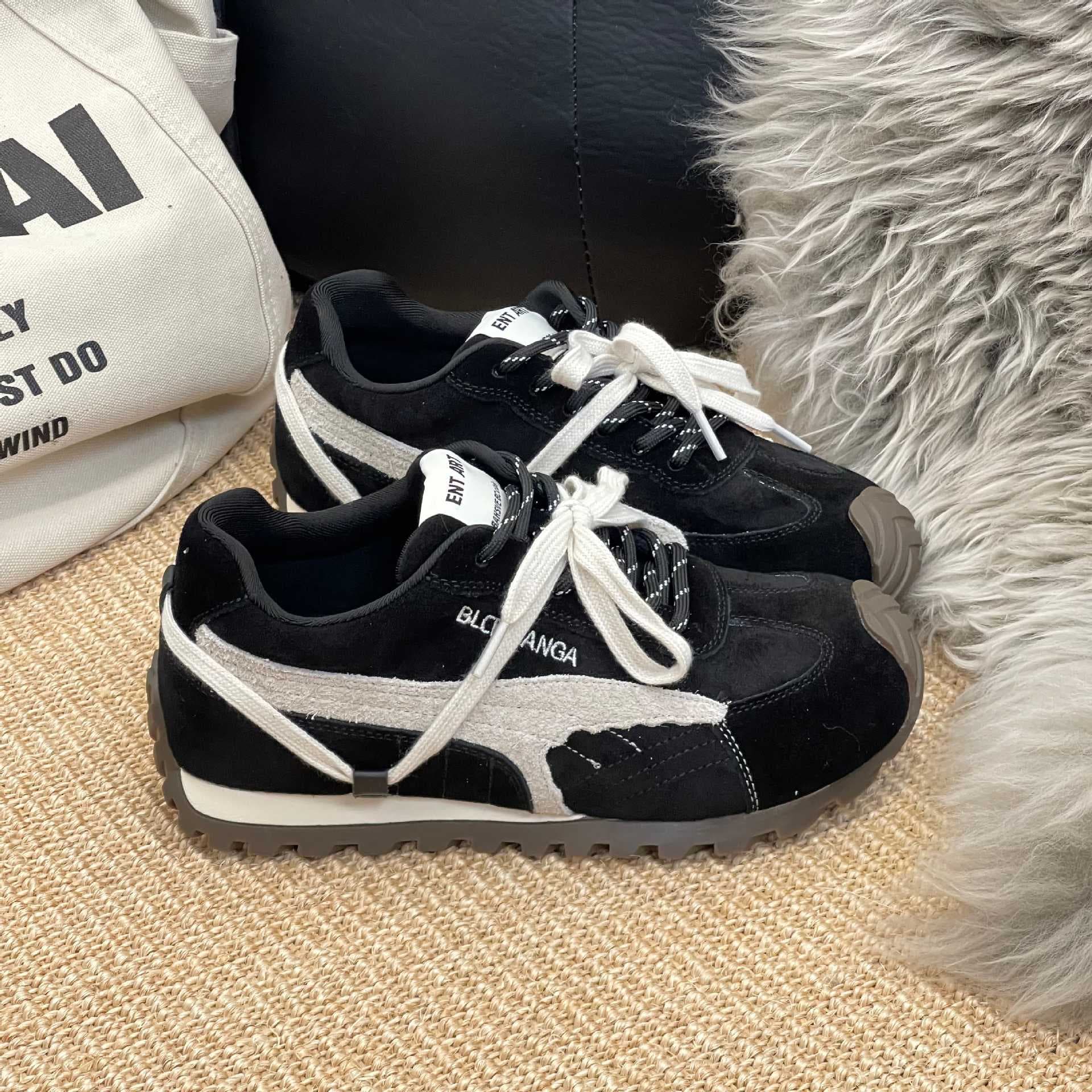 Matte Vintage Platform Casual Sports Women's 2025 Autumn New Versatile Agate Jogging Shoes