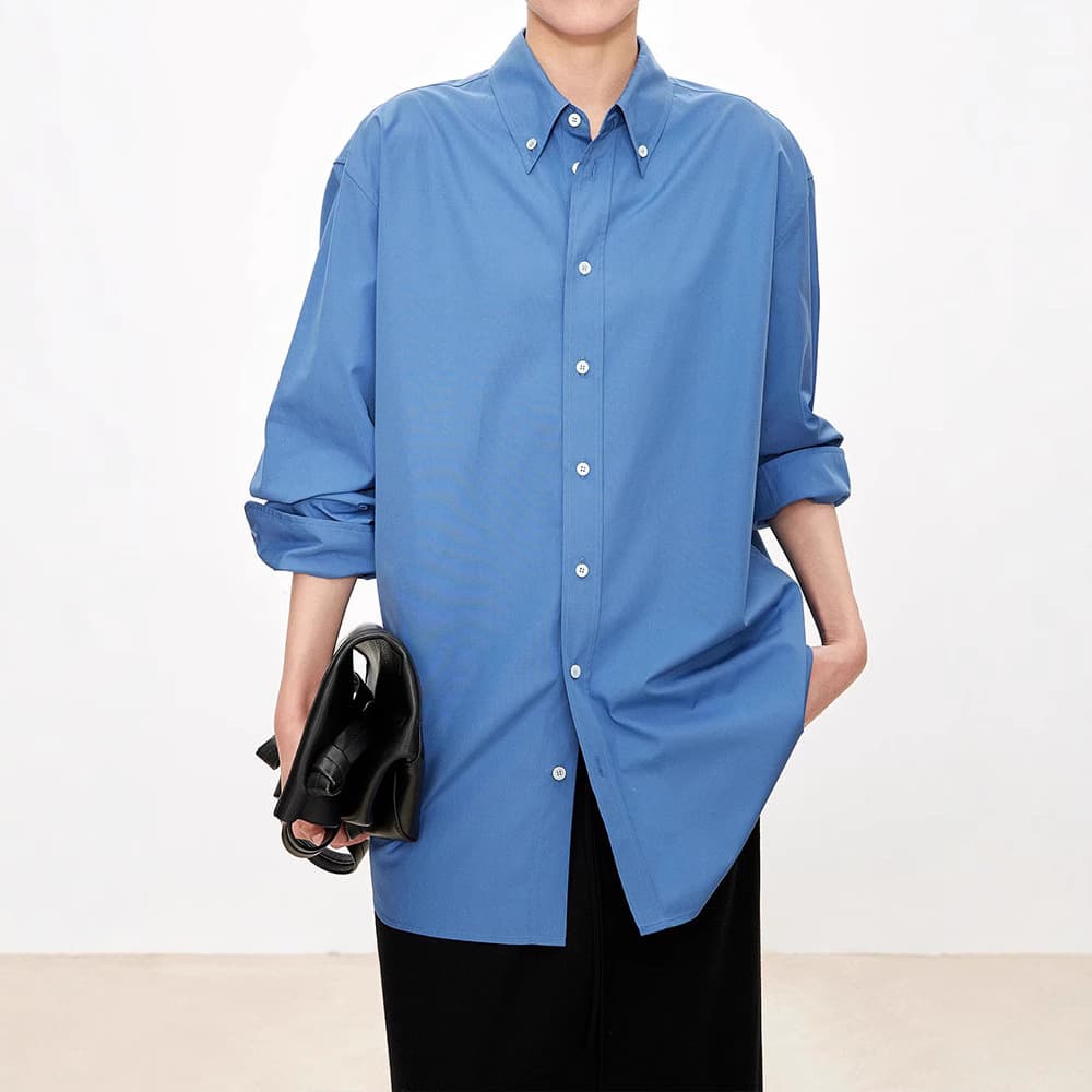 Th~ Row Wrinkle-Resistant High-Density SUPIMA Cotton Women's CleanFit Classic Button-Down Solid Color Shirt