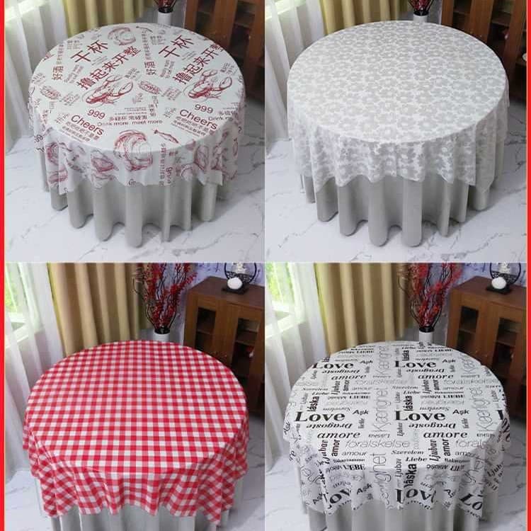 ✅ Disposable Tablecloth Restaurant Printed Table Cover Round Commercial Tablecloth Home Use Thickened Plastic Rectangular Table