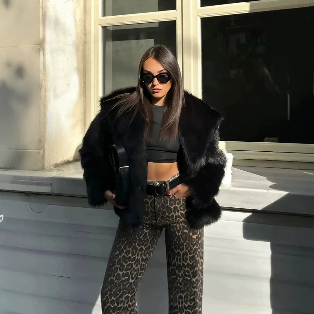 European and American Style Faux Fur Coat with Large Lapel, Short Fashion Fox Fur Coat for Women, Cross-Border Fur Apparel