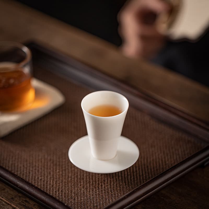 Dehua White Porcelain Aroma Cup, High-End Home Use Master Cup, Kung Fu Tea Set Small Tea Cup with Saucer, Tasting Cup