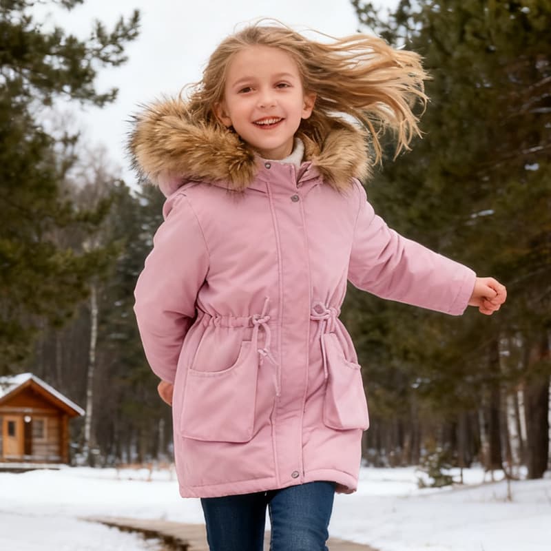 2025 New Korean Style Kids Winter Hooded Coat with Fleece Lining for Boys and Girls, Toddler Parka